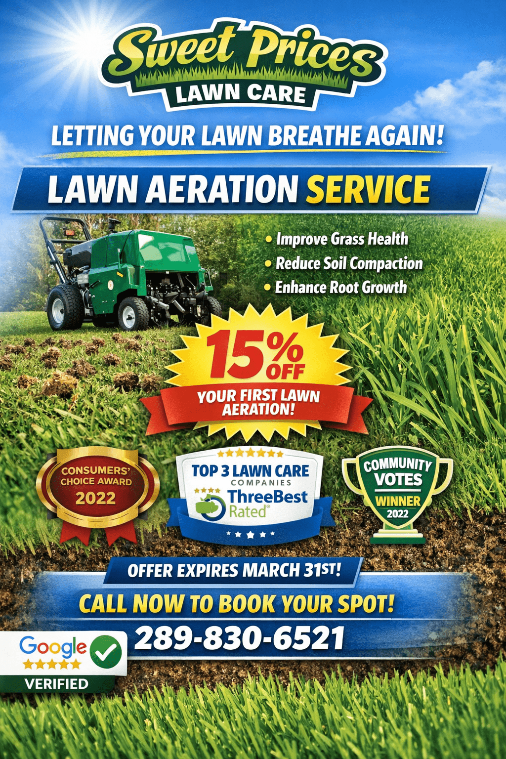 Lawn aeration service by Sweet Price
