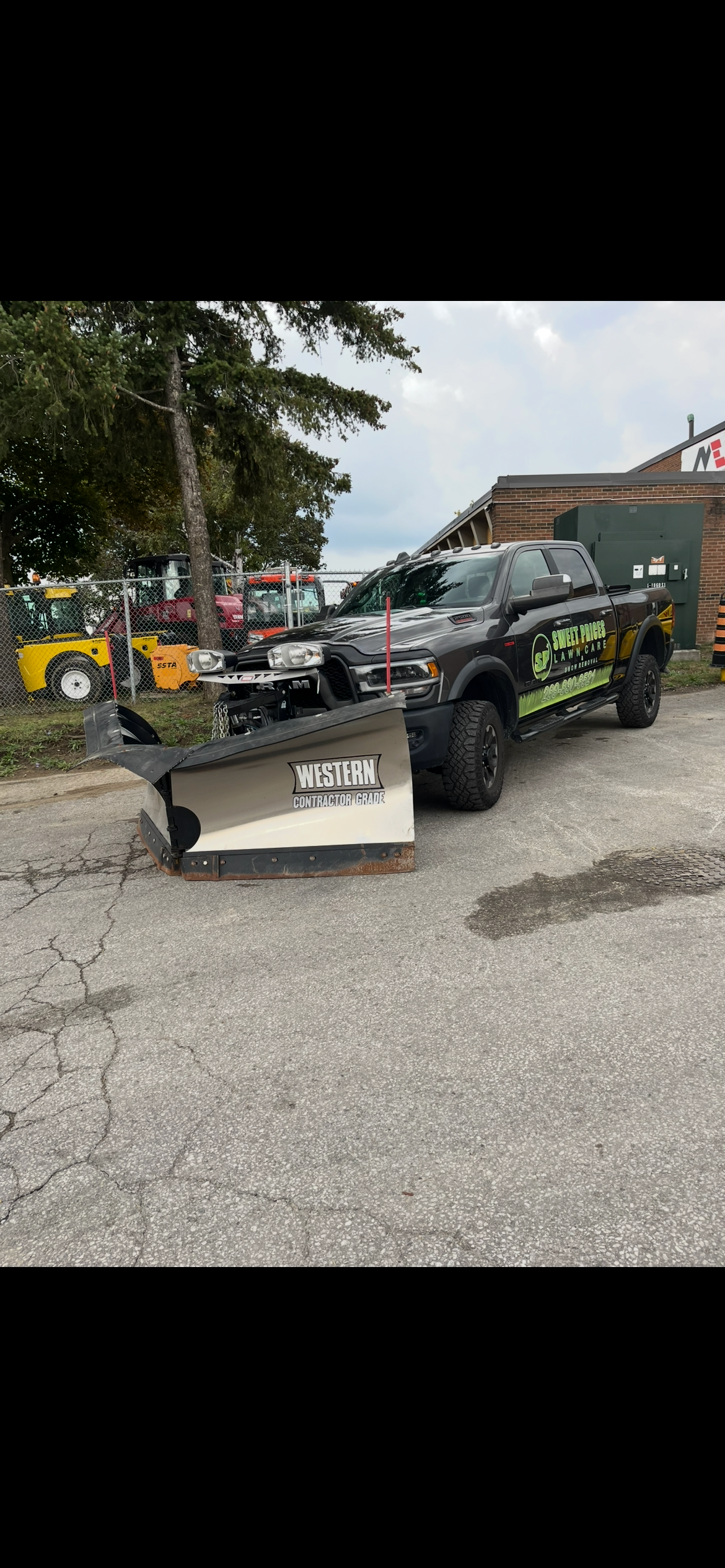 Sweet Price branded truck with Western contractor-grade snow plow